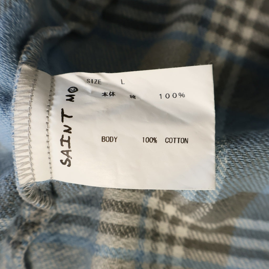 SAINT MICHAEL(セントマイケル) 23SS CHECK FRANNEL SHIRT チェックフランネル 長袖シャツ ライトブルー SM-S23-0000-040