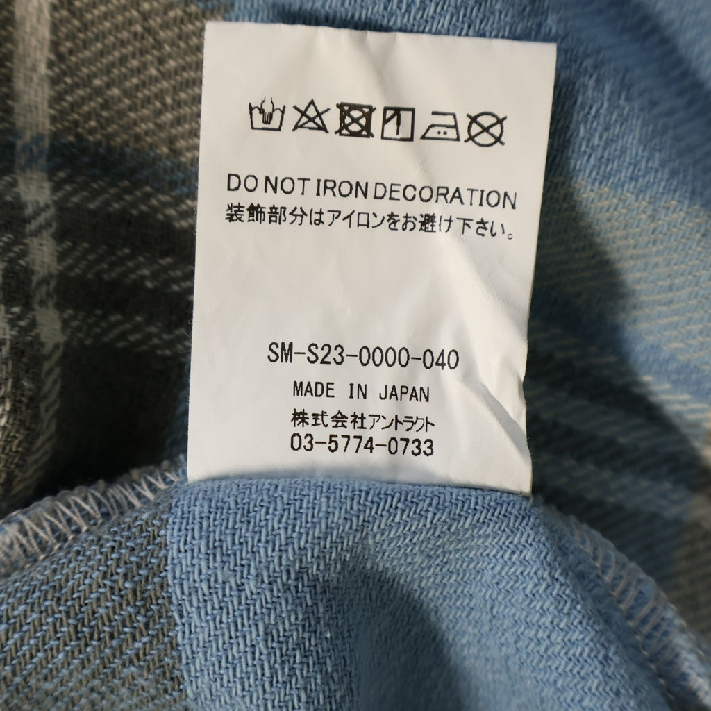 SAINT MICHAEL(セントマイケル) 23SS CHECK FRANNEL SHIRT チェックフランネル 長袖シャツ ライトブルー SM-S23-0000-040