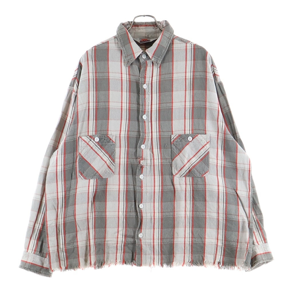 SAINT MICHAEL(セントマイケル) 22AW ×SHERMER ACADEMY FRANNEL SHIRT RED シャーマーアカデミー フランネル 長袖シャツ グレー/レッド SM-A22-0000-060