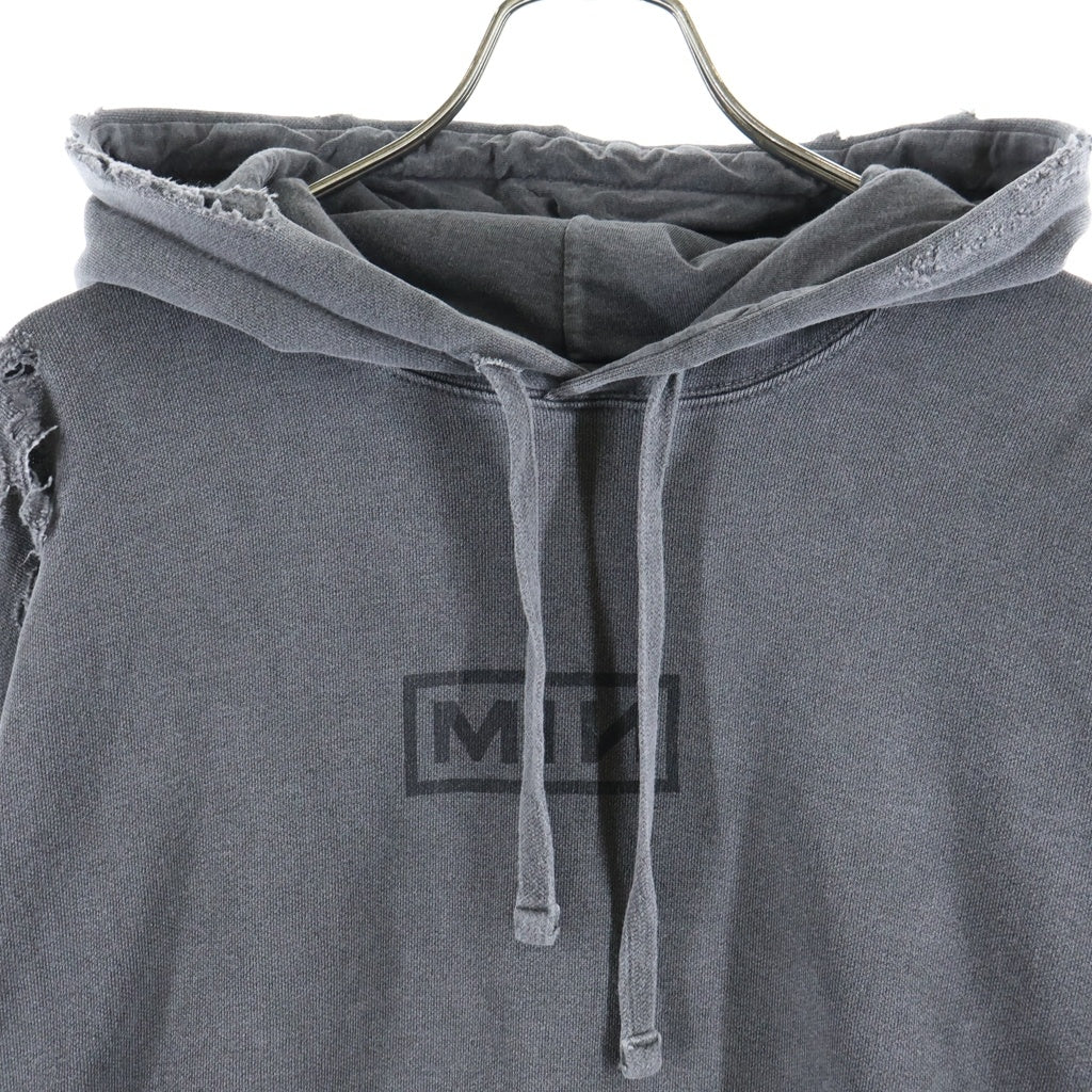 MINUS(マイナス) Bootleg Hoodie ブートレグ フロントプリント プルオーバーフーディーパーカー チャコールグレー