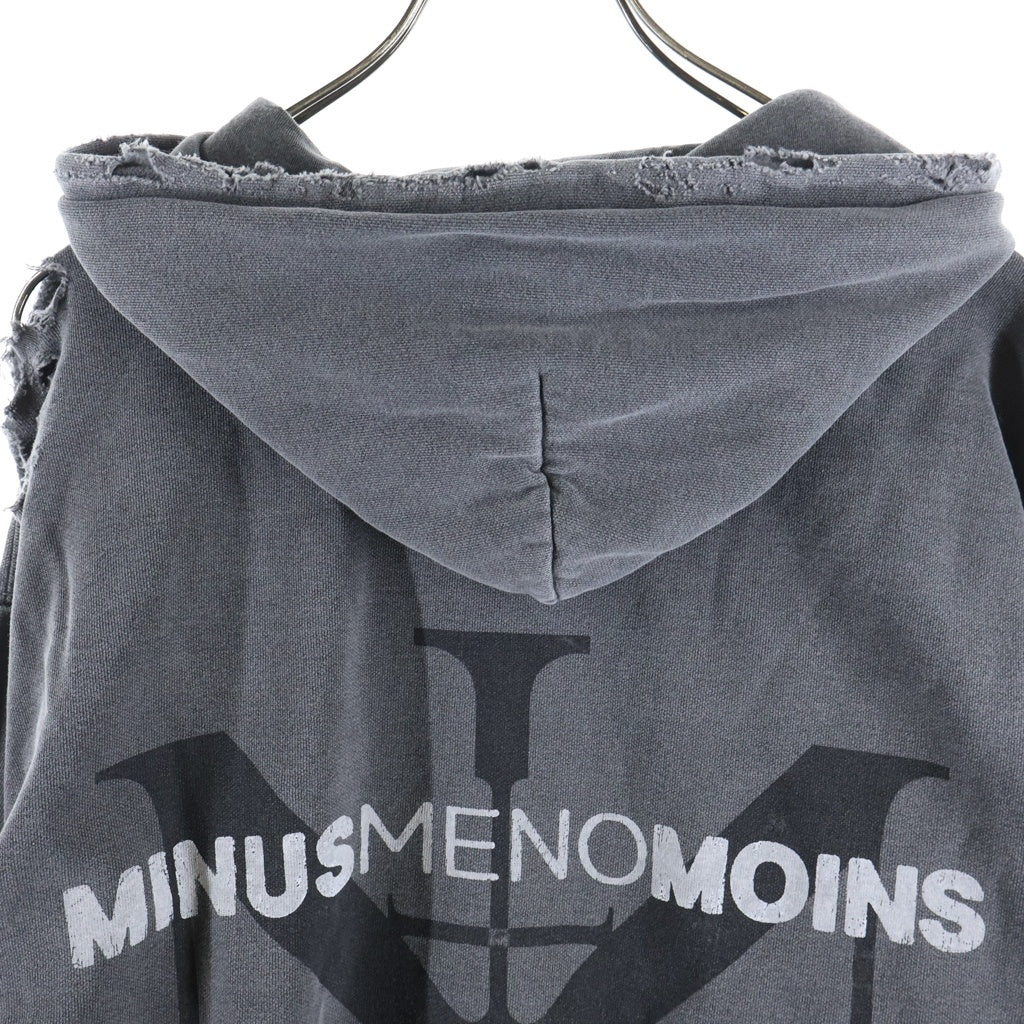 MINUS(マイナス) Bootleg Hoodie ブートレグ フロントプリント プルオーバーフーディーパーカー チャコールグレー