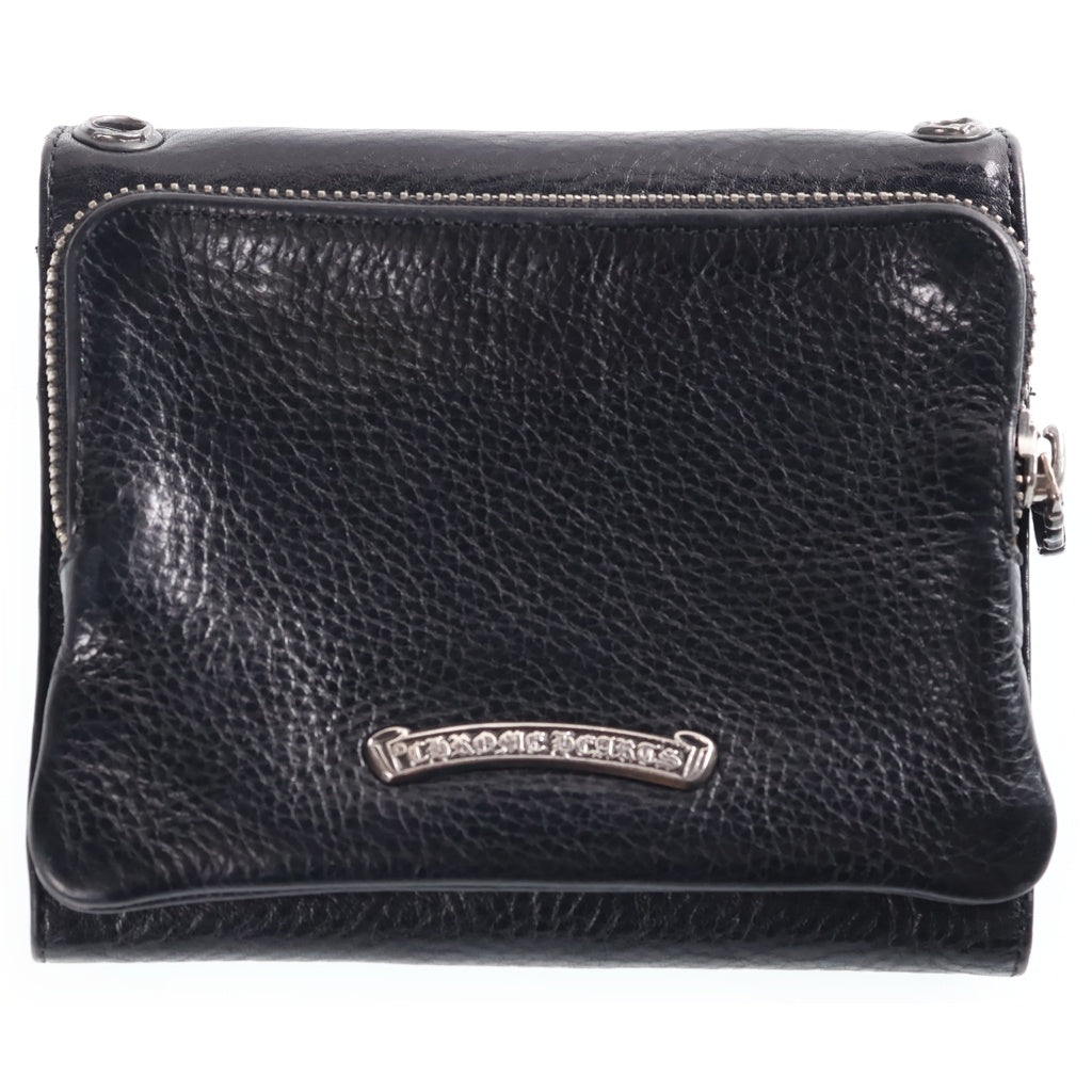 CHROME HEARTS(クロムハーツ) BIG SPOON WALLET ビッグスプーン クロスボタン レザー財布 ウォレット ブラック