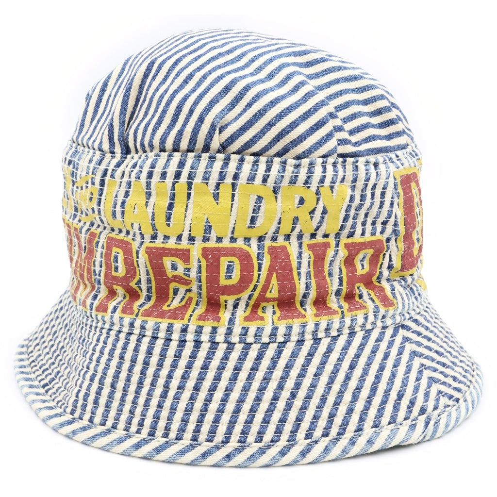 KAPITAL(キャピタル) Hickory Laundry Hat 10ozヒッコリー ランドリーHAT ストライプ柄 バケットハット 帽子 インディゴ/ホワイト EK-1838XH レディース