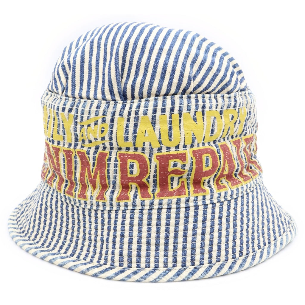 KAPITAL(キャピタル) Hickory Laundry Hat 10ozヒッコリー ランドリーHAT ストライプ柄 バケットハット 帽子 インディゴ/ホワイト EK-1838XH レディース