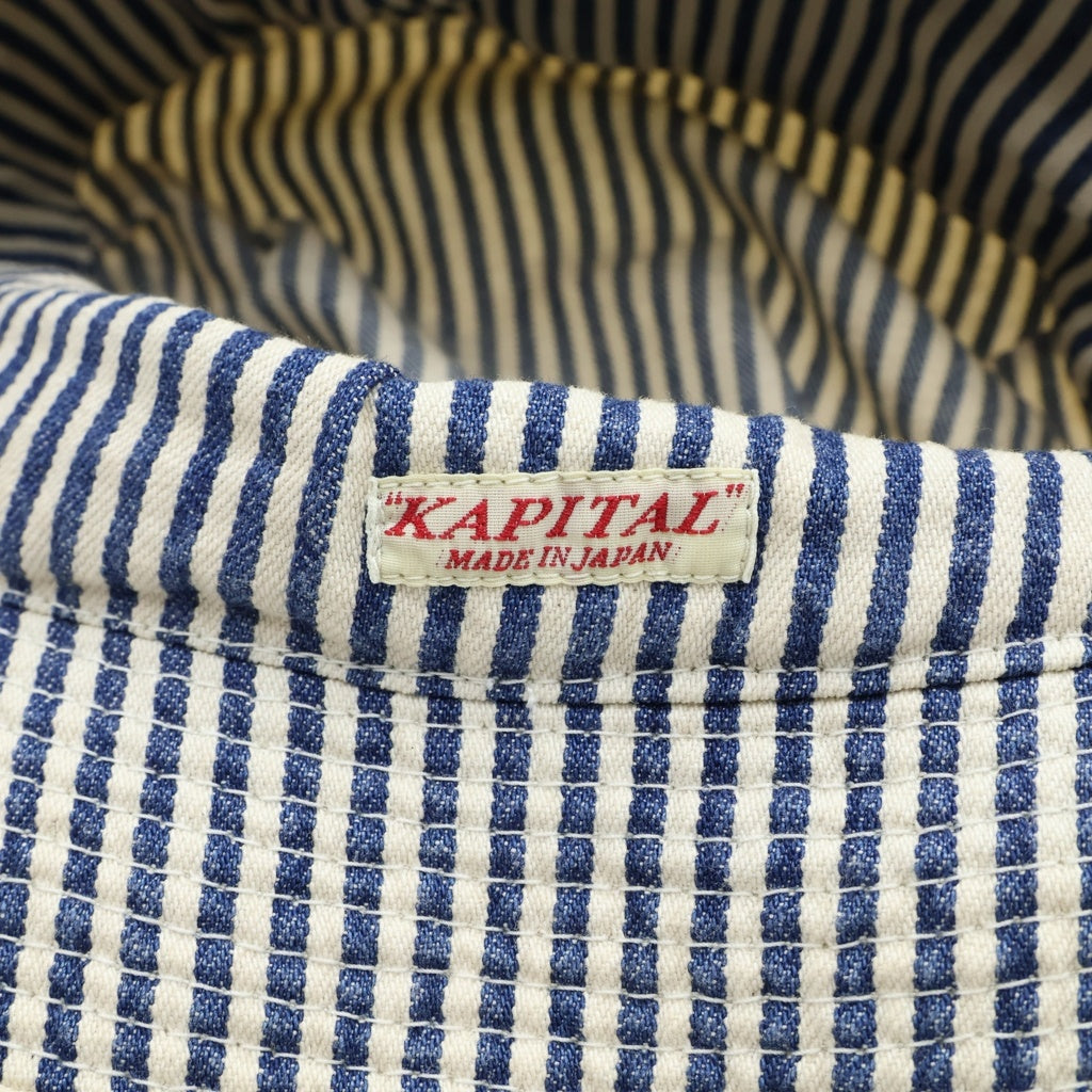 KAPITAL(キャピタル) Hickory Laundry Hat 10ozヒッコリー ランドリーHAT ストライプ柄 バケットハット 帽子 インディゴ/ホワイト EK-1838XH レディース