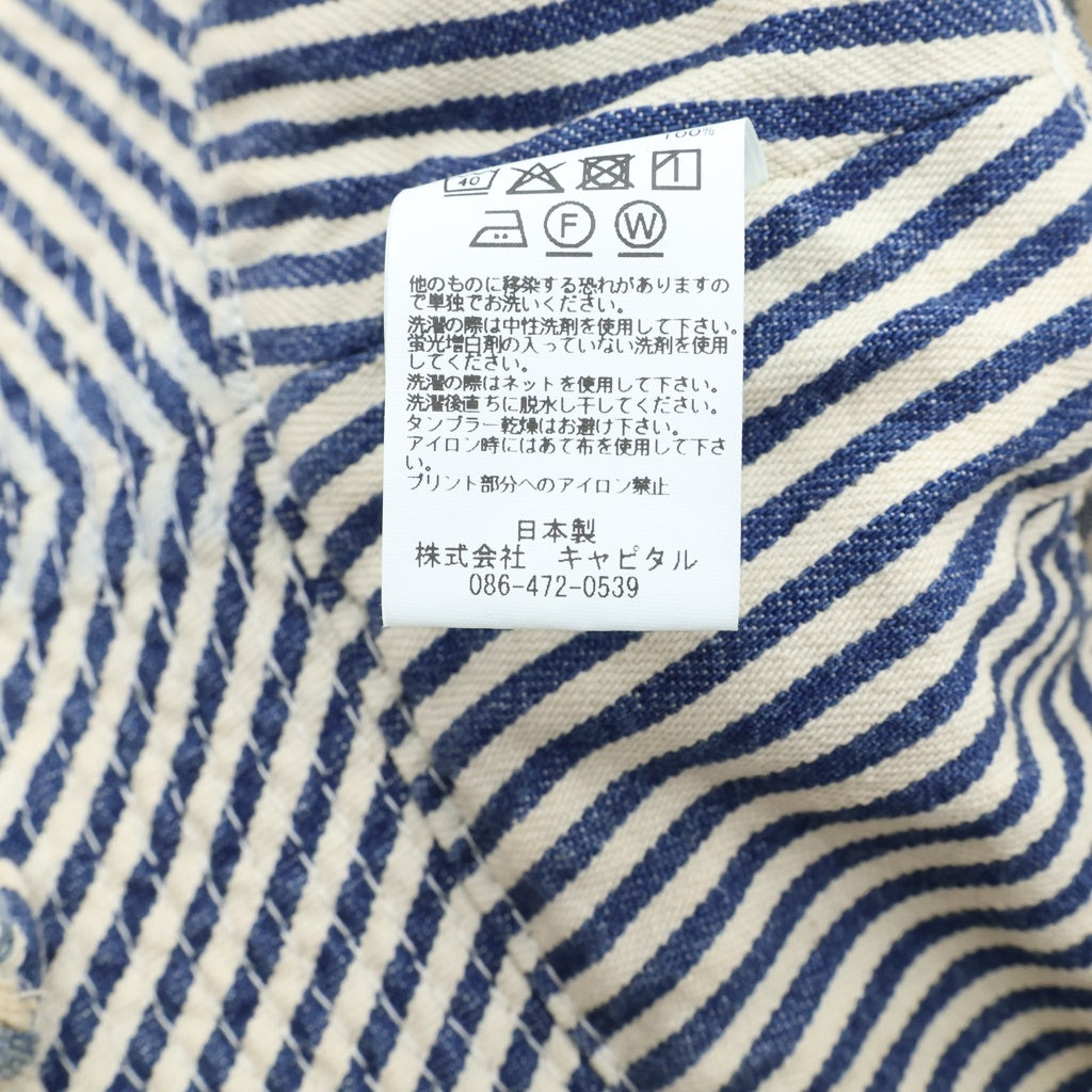 KAPITAL(キャピタル) Hickory Laundry Hat 10ozヒッコリー ランドリーHAT ストライプ柄 バケットハット 帽子 インディゴ/ホワイト EK-1838XH レディース