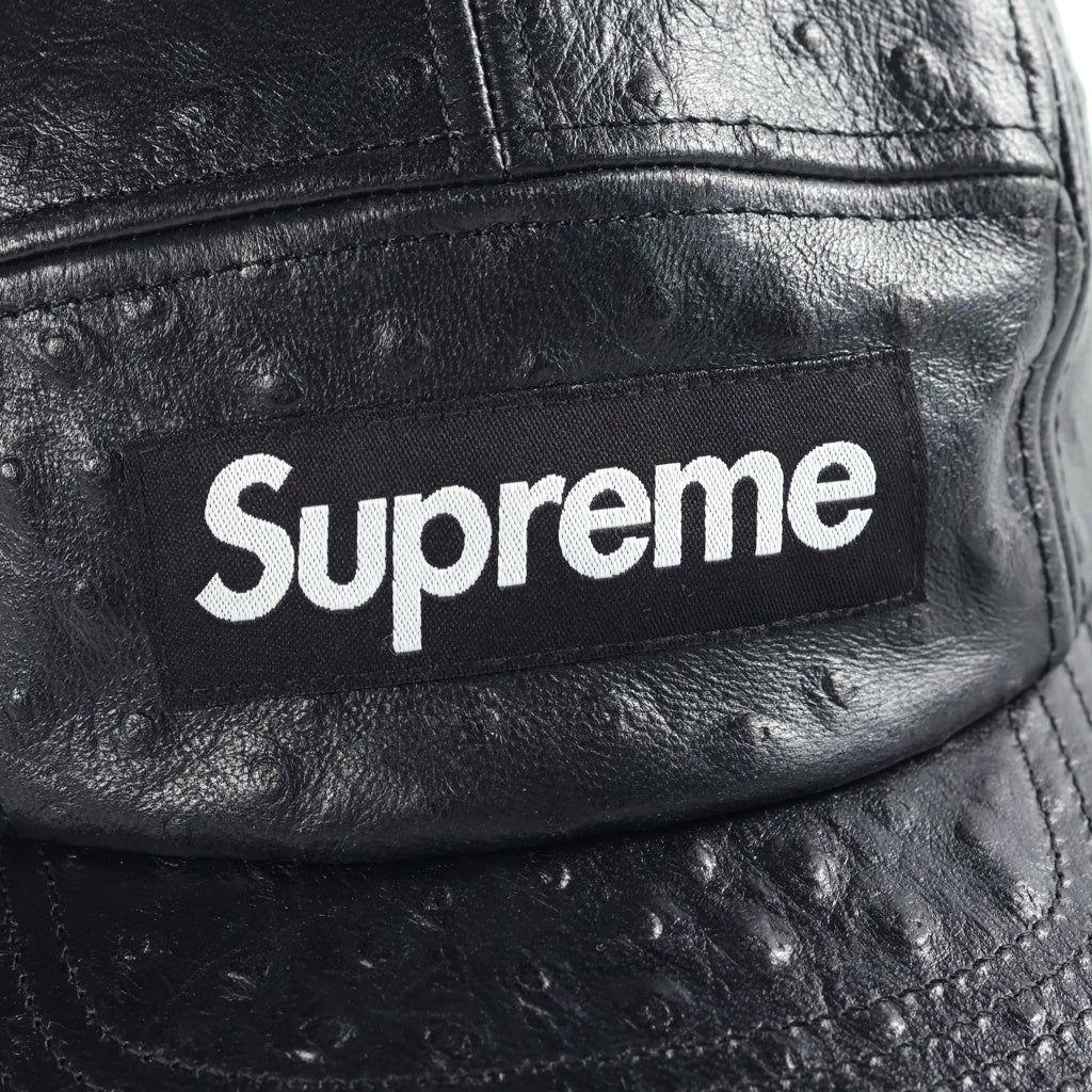 SUPREME(シュプリーム) 26SS Ostrich Embossed Leather GORE-TEX Camp Cap エンボス レザーゴアテックス キャンプキャップ 帽子 ブラック