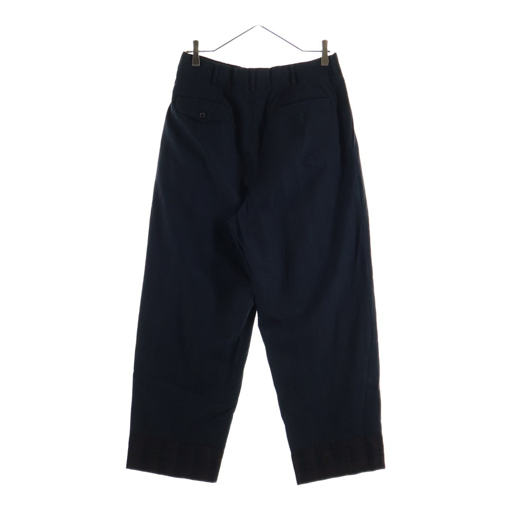 COMME des GARCONS HOMME(コムデギャルソンオム) 97SS 田中オム 裾チェック柄切り替え スラックスパンツ ネイビー AD1996 HP-10033L