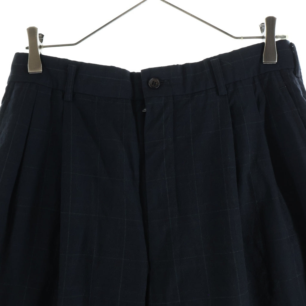 COMME des GARCONS HOMME(コムデギャルソンオム) 97SS 田中オム 裾チェック柄切り替え スラックスパンツ ネイビー AD1996 HP-10033L