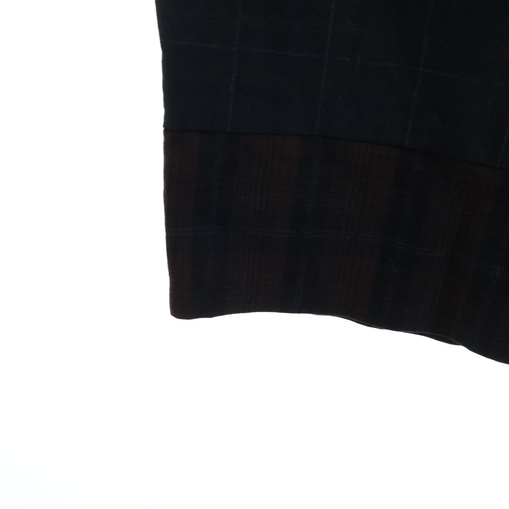 COMME des GARCONS HOMME(コムデギャルソンオム) 97SS 田中オム 裾チェック柄切り替え スラックスパンツ ネイビー AD1996 HP-10033L