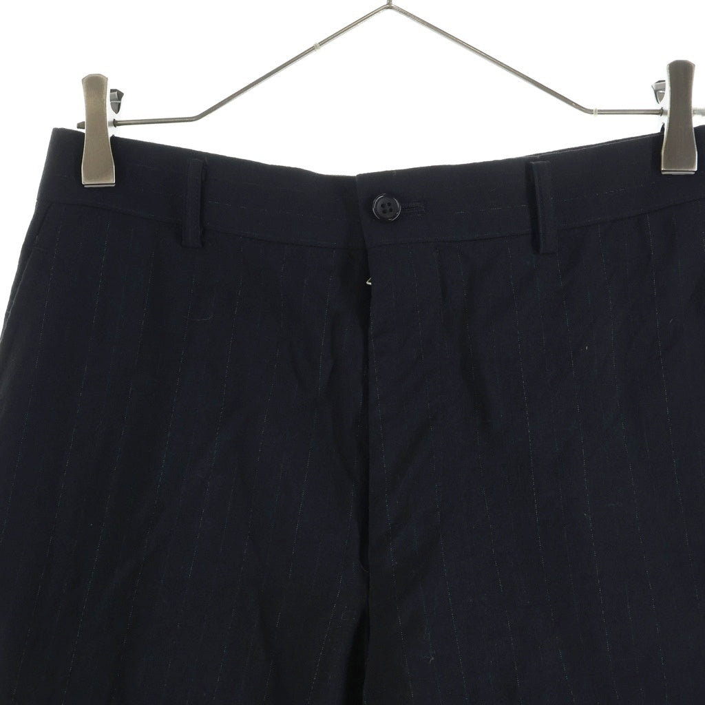 COMME des GARCONS HOMME(コムデギャルソンオム) 02SS 田中オム ストライプ柄 ジップアップ スラックスパンツ ブラック AD2001 HE-P030