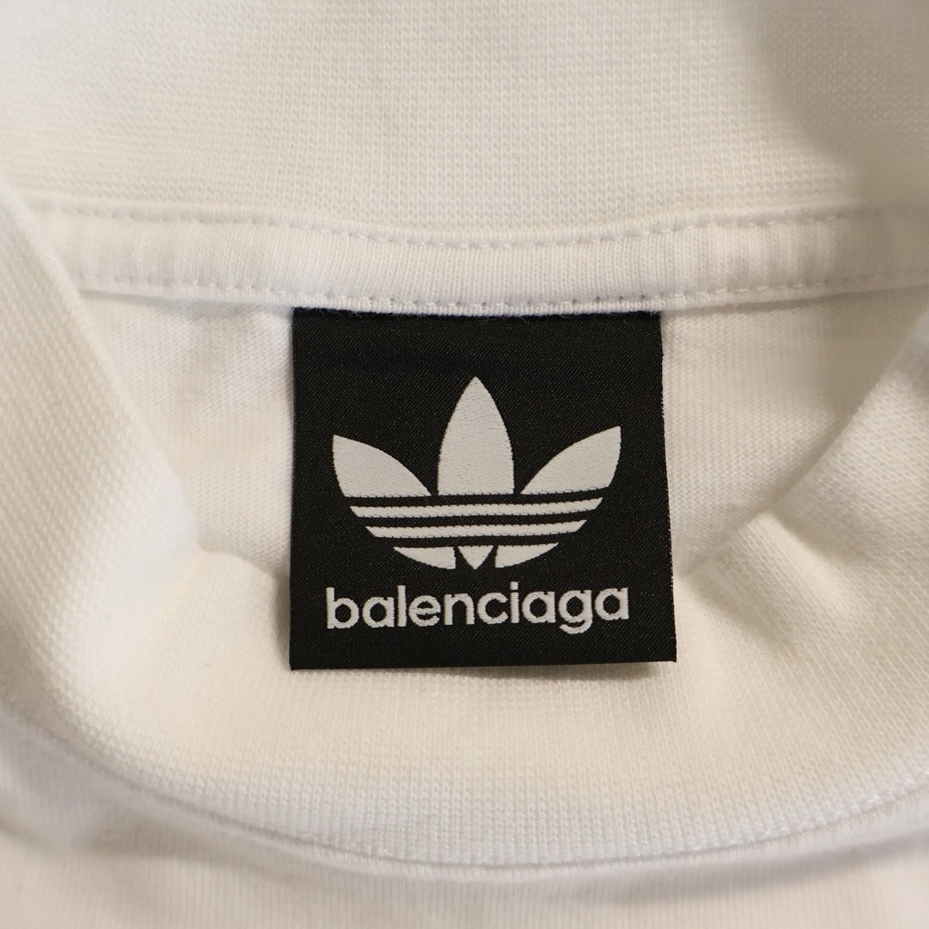 BALENCIAGA(バレンシアガ) ADIDAS Over Size Tee × アディダス フロント ロゴ刺繍 オーバーサイズ 半袖Tシャツ カットソー ホワイト 723976 TNVN8 9040