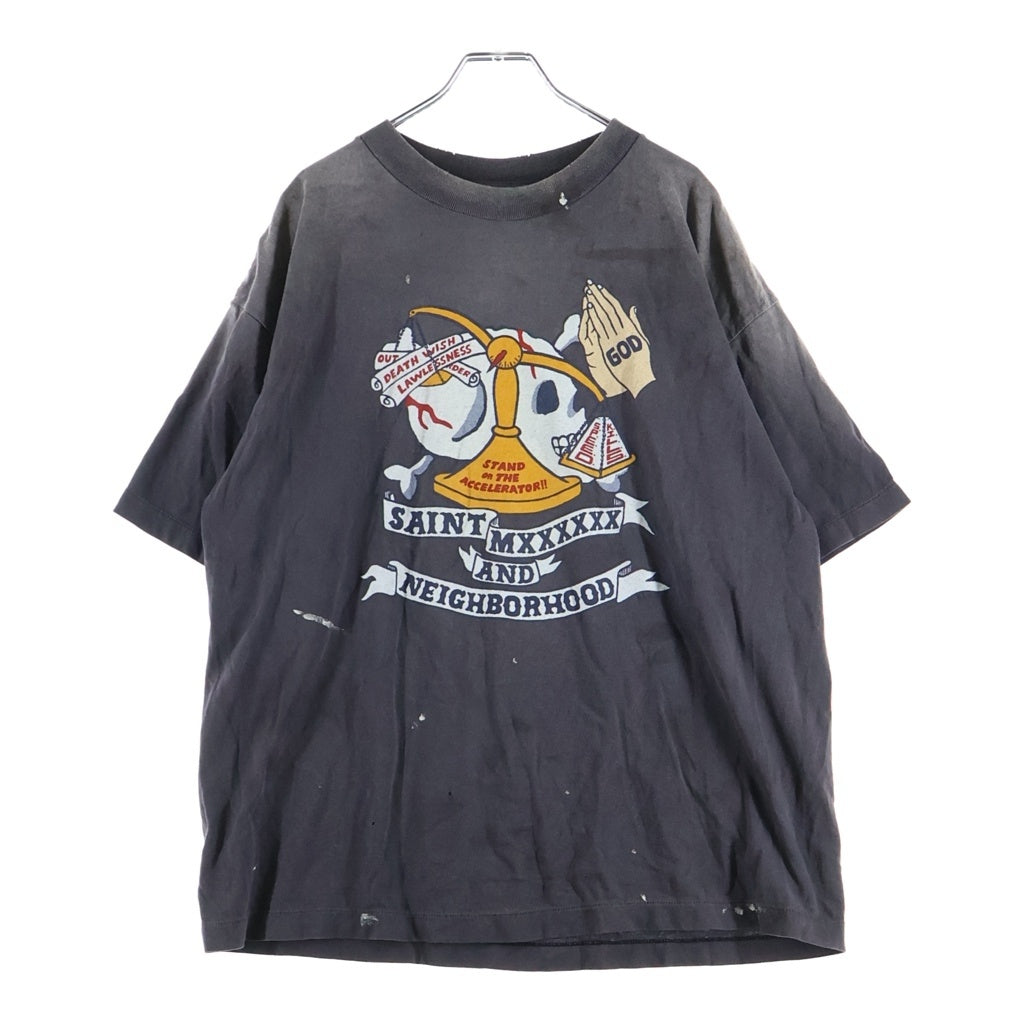 SAINT MICHAEL(セントマイケル) ×NEIGHBORHOOD SAINT FOOD/SS Tee STHD.PRAY ネイバーフッド 半袖Tシャツ カットソー ブラック SM-HR8-0000-C68
