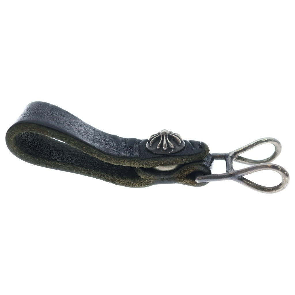 CHROME HEARTS(クロムハーツ) BELT LOOP クロスボールボタンレザーベルトループ シルバー/ブラック BCA397