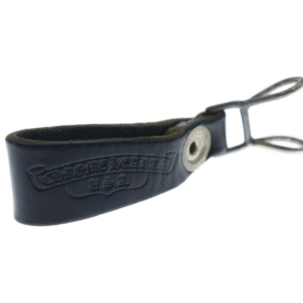 CHROME HEARTS(クロムハーツ) BELT LOOP クロスボールボタンレザーベルトループ シルバー/ブラック BCA397