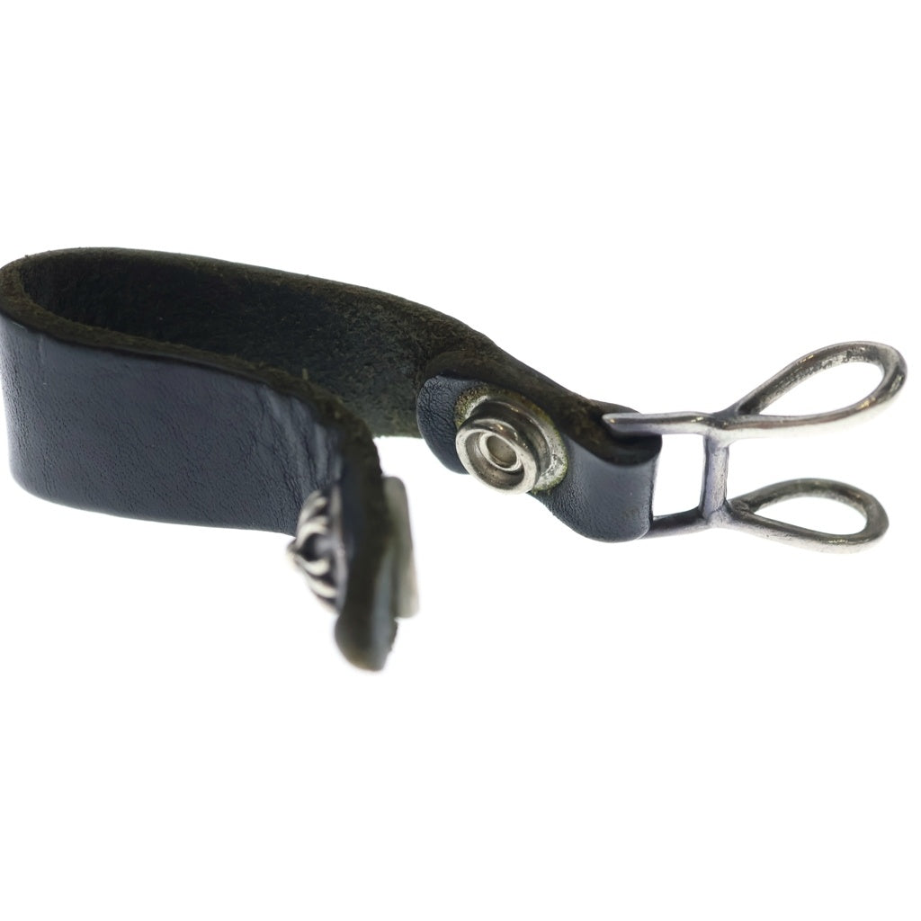 CHROME HEARTS(クロムハーツ) BELT LOOP クロスボールボタンレザーベルトループ シルバー/ブラック BCA397