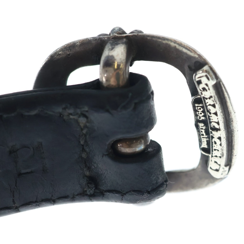 CHROME HEARTS(クロムハーツ) GUNSLINGER ガンスリンガー クロスボール レザーブレスレット ブラック/シルバー BCA146