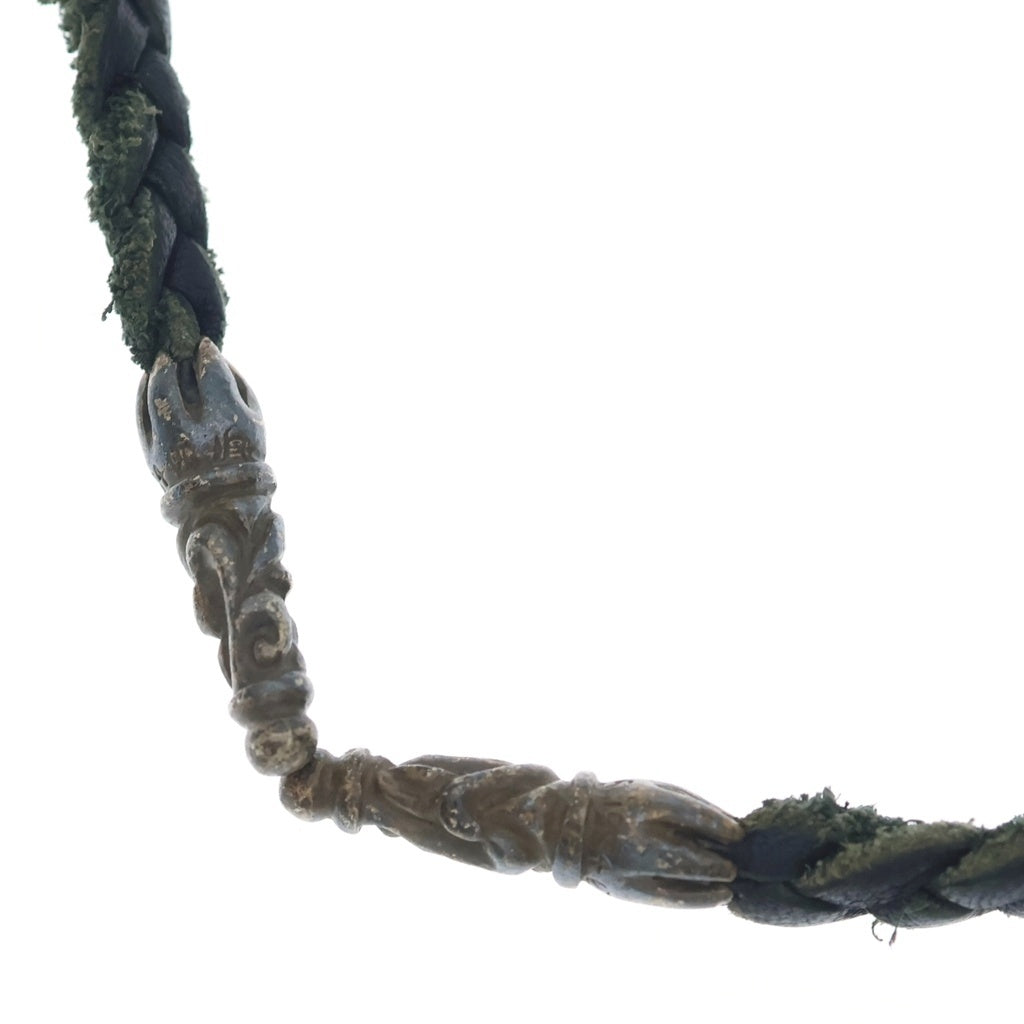 CHROME HEARTS(クロムハーツ) LEATHER BRAID SCROLL ネックレス レザーブレイドネックレス ブラック/シルバー