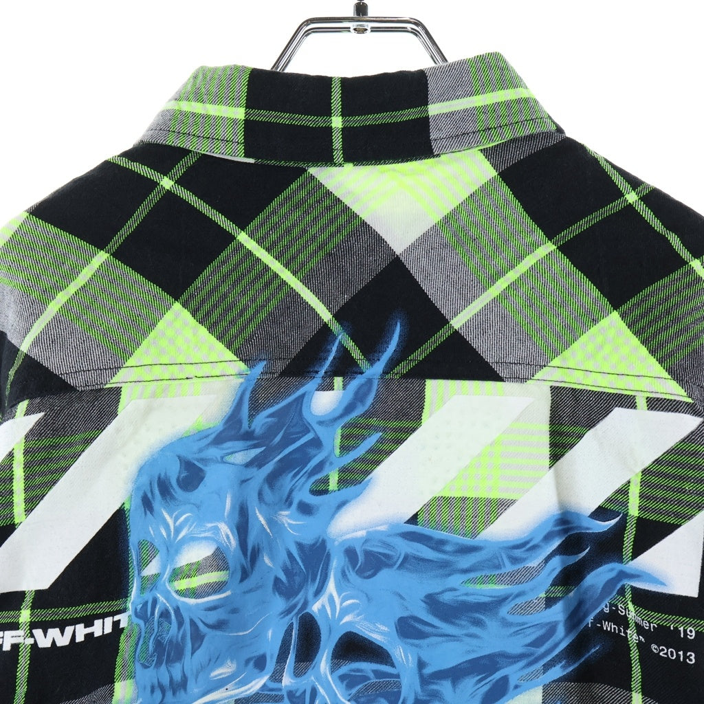 OFF-WHITE(オフホワイト) 19SS Diag Zip Check Shirt ダイアグ ジップ チェック 長袖シャツ グリーン/ブラック OMGA077S19D21017