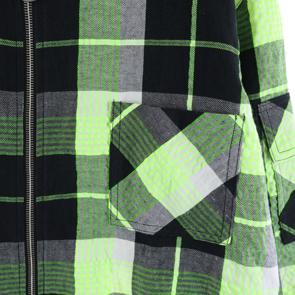 OFF-WHITE(オフホワイト) 19SS Diag Zip Check Shirt ダイアグ ジップ チェック 長袖シャツ グリーン/ブラック OMGA077S19D21017