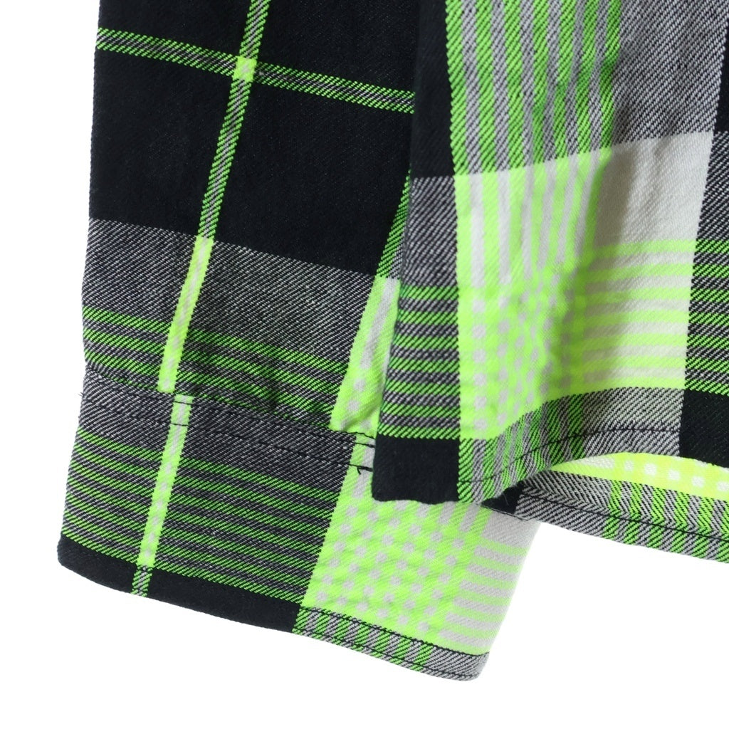 OFF-WHITE(オフホワイト) 19SS Diag Zip Check Shirt ダイアグ ジップ チェック 長袖シャツ グリーン/ブラック OMGA077S19D21017
