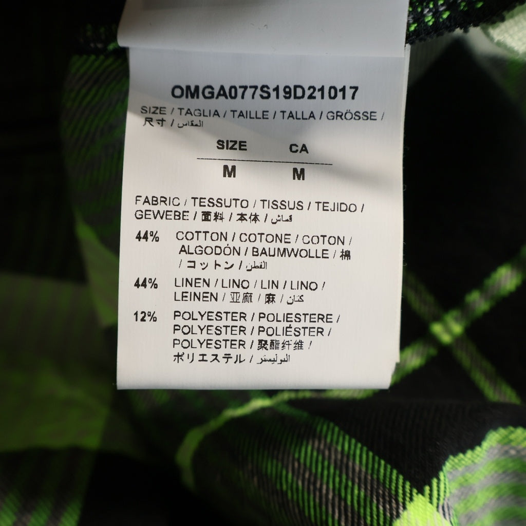 OFF-WHITE(オフホワイト) 19SS Diag Zip Check Shirt ダイアグ ジップ チェック 長袖シャツ グリーン/ブラック OMGA077S19D21017