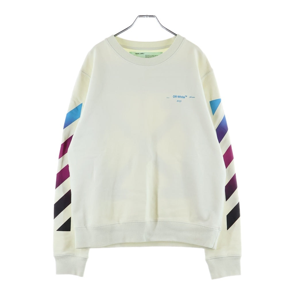 OFF-WHITE(オフホワイト) 19AW DIAG GRADIENT CREWNECK ダイアグ グラデーション クルーネック スウェットトレーナー ホワイト OMBA025F18192005