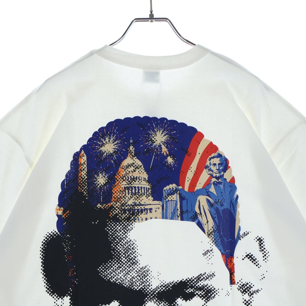 SAPEur(サプール) INDEPENDENCE DAY HEAD TEE インデペンデンス デイ ヘッド プリント 半袖Tシャツ カットソー ホワイト A0026-217