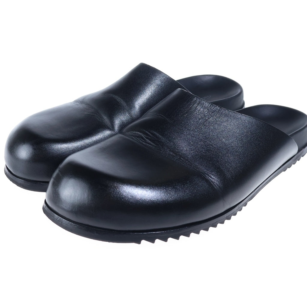 Rick Owens(リックオウエンス) Leather flat mules レザーフラットミュール サンダル ブラック 02D3849