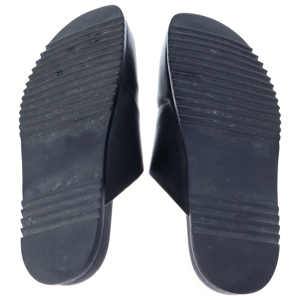 Rick Owens(リックオウエンス) Leather flat mules レザーフラットミュール サンダル ブラック 02D3849