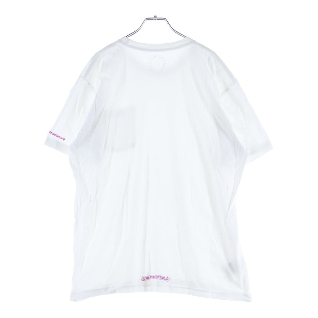 CHROME HEARTS(クロムハーツ) NECK LOGO S/S TEE ネックロゴプリント クルーネック半袖Tシャツ カットソー ホワイト/パープル
