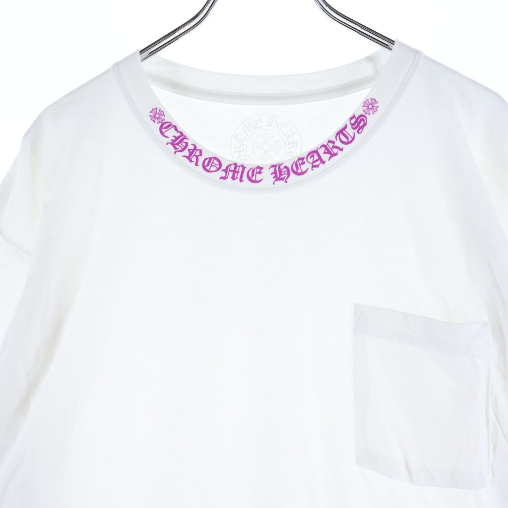 CHROME HEARTS(クロムハーツ) NECK LOGO S/S TEE ネックロゴプリント クルーネック半袖Tシャツ カットソー ホワイト/パープル