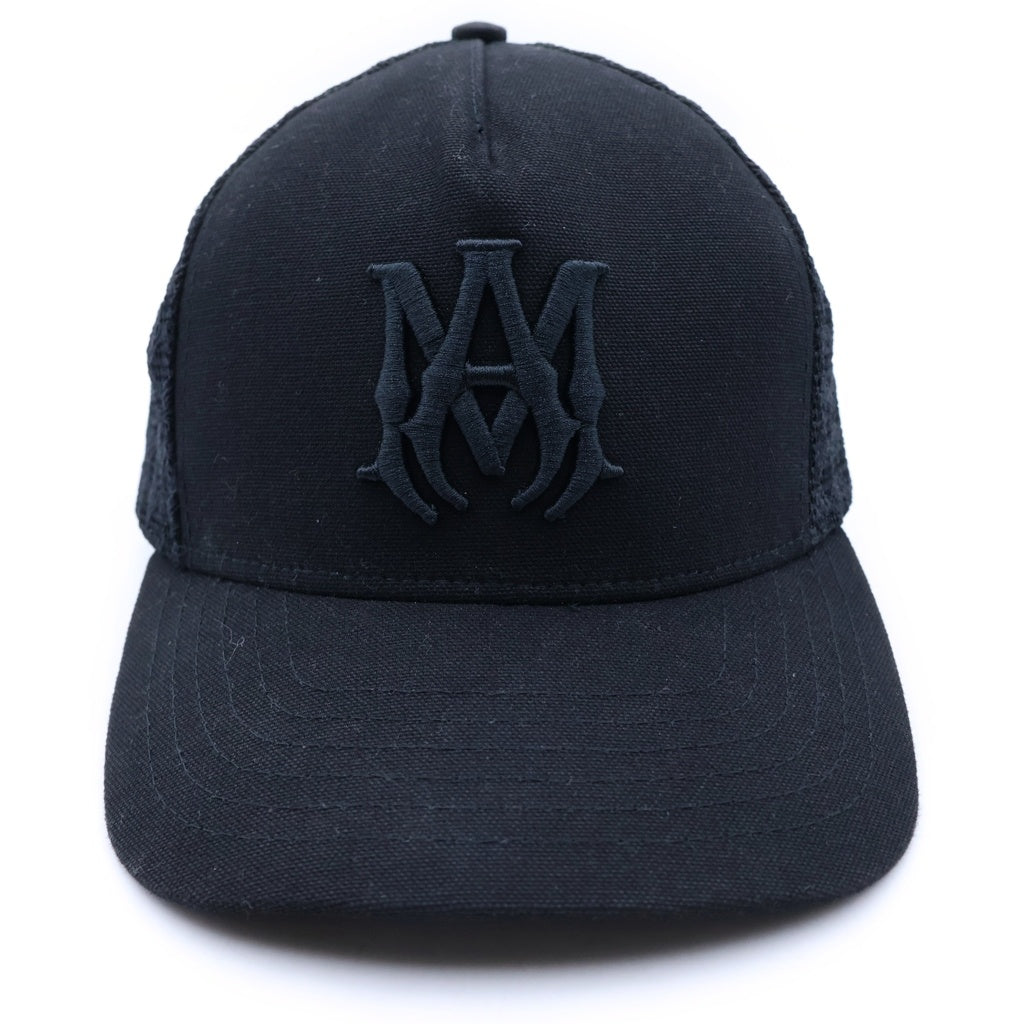 AMIRI(アミリ) MA FULL CANVAS HAT ロゴ刺繍 トラッカーメッシュキャップ ブラック AM326HE001