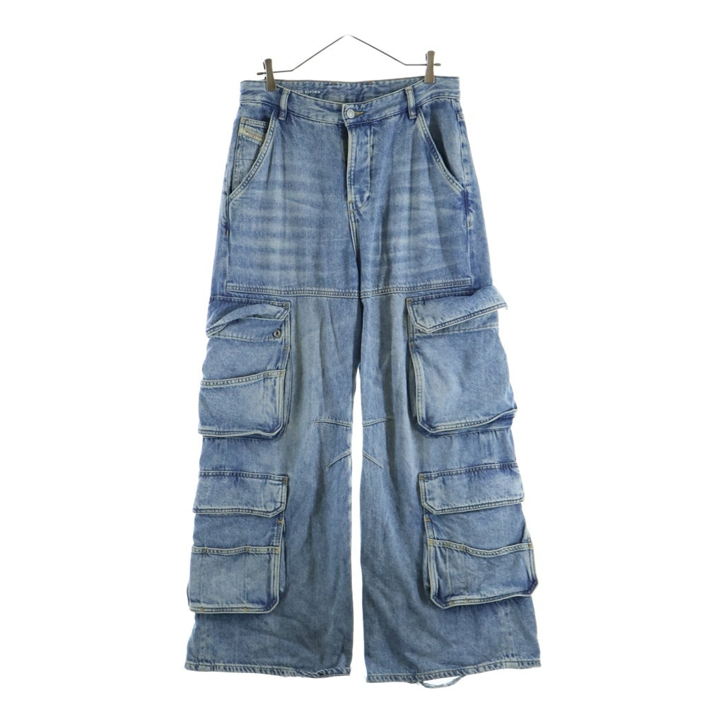 DIESEL(ディーゼル) D-SIRE-CARGO-D Dサイドカーゴデニムパンツ ワイドトラウザー インディゴ A13317
