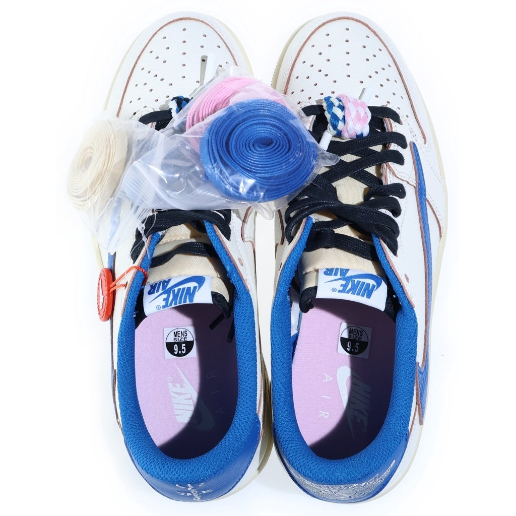 NIKE(ナイキ) ×TRAVIS SCOTT FRAGMENT DESIGN AIR JORDAN LOW トラヴィススコット フラグメント エアジョーダン 1 ローカットスニーカー ホワイト/ブルー US9.5/27.5cm DM7866-104