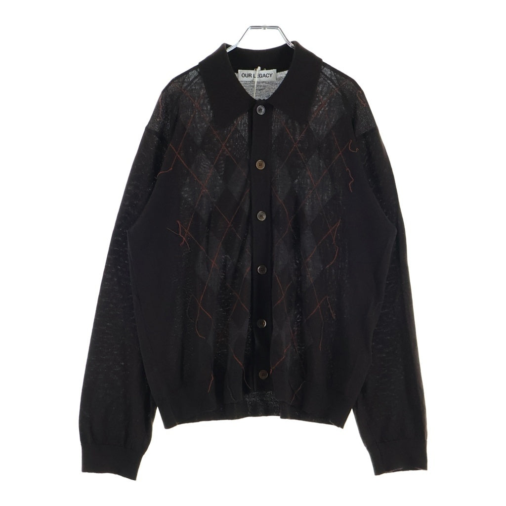 OUR LEGACY(アワーレガシー) 25AW Evening Polo イブニング ポロ フロントボタン ニットカーディガン ブラウン M4253EP