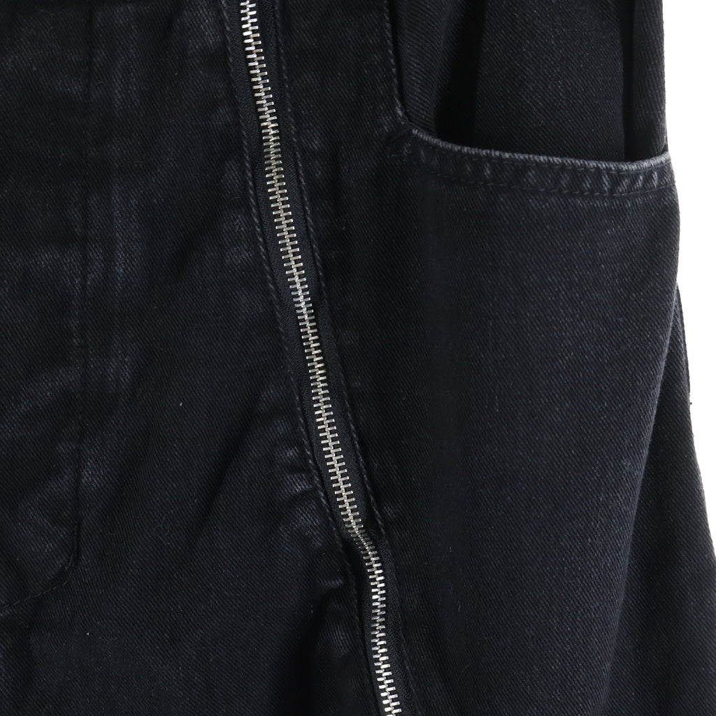 NO BRAND(ノーブランド) MIJKO (ミコ) ジップデザイン ボタンフライ バギーデニムパンツ ブラック