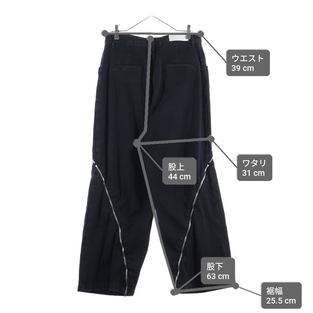 NO BRAND(ノーブランド) MIJKO (ミコ) ジップデザイン ボタンフライ バギーデニムパンツ ブラック