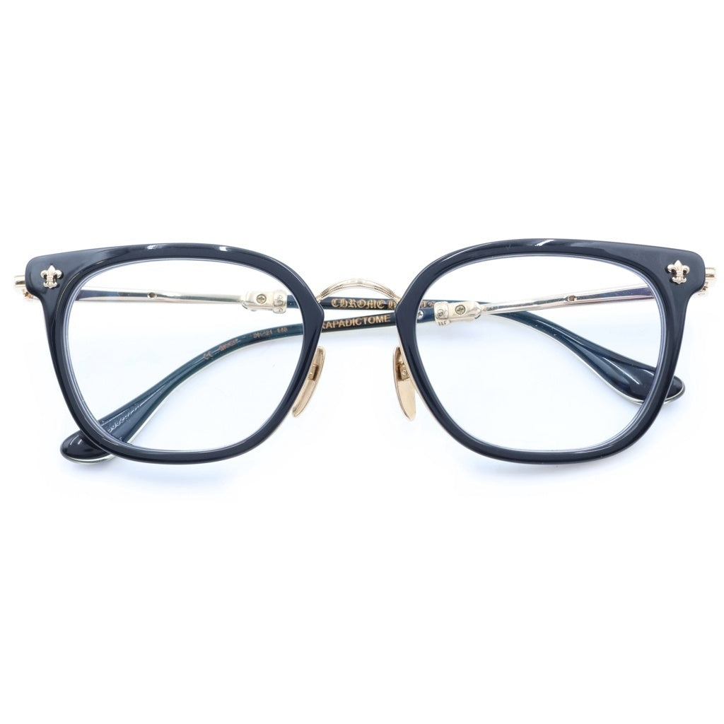 CHROME HEARTS(クロムハーツ) STRAPADICTOME フレアモチーフ ウェリントン 眼鏡 サングラス アイウェア ブラック/ゴールド レディース