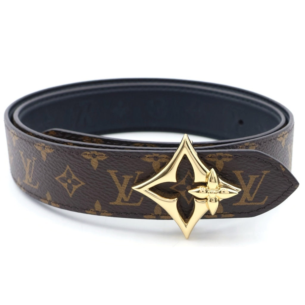 LOUIS VUITTON(ルイヴィトン) LVモノグラム フラワーグラム ミニフラワーバックル リバーシブルベルト ブラウン/ブラック BC4245 M8373