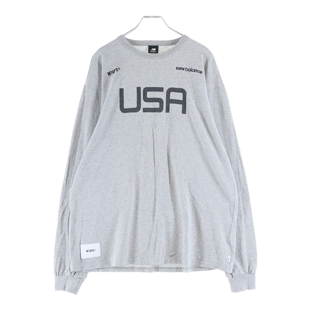 WTAPS(ダブルタップス) NEWBALANCE ACADEMY L/S TEE × ニューバランス アカデミー フロントロゴプリント長袖Tシャツ グレー MT01606