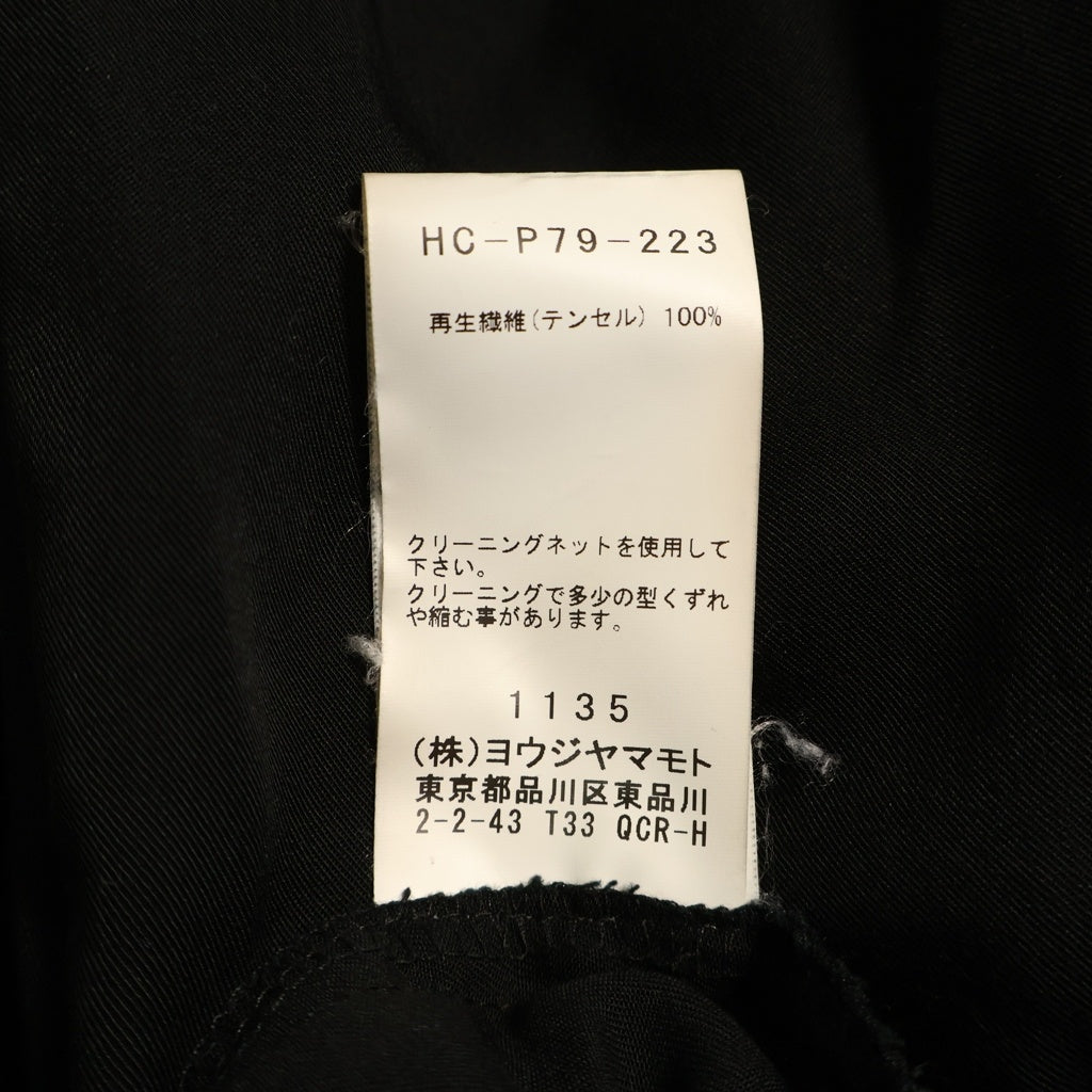 BLACK Scandal Yohji Yamamoto(ブラックスキャンダルヨウジヤマモト) 19AW CROW PANTS テンセル カラス ロングパンツ ブラック HC-P79-223