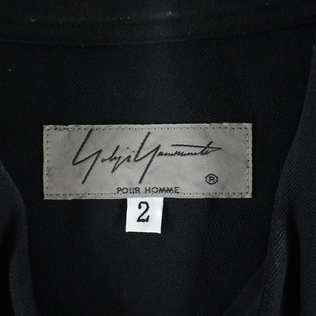 Yohji Yamamoto POUR HOMME(ヨウジヤマモト プールオム) 20AW Gabardine Drape Shirt ドレープシャツギャバ 長袖シャツ ブラック HR-B47-880