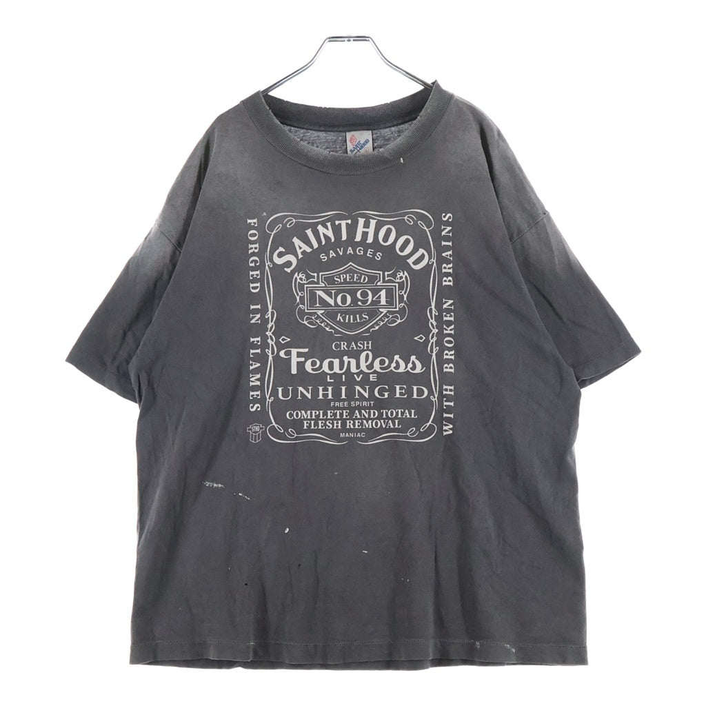 SAINT MICHAEL(セントマイケル) 25SS ×NEIGHBORHOOD STHD. FEARLESS SS TEE ネイバーフッド 両面プリント 半袖Tシャツ カットソー ブラック SM-HR8-0000-C70