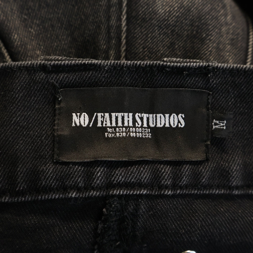 NO/FAITH STUDIOS(ノーフェイスストゥディオス) BLACK HEAVY CARGO マルチポケット デニム カーゴパンツ ブラック