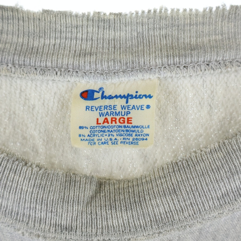 CHAMPION(チャンピオン) 80S REVERSE WEAVE リバースウィーブ トリコタグ フロントプリント クルーネックスウェットトレーナー グレー