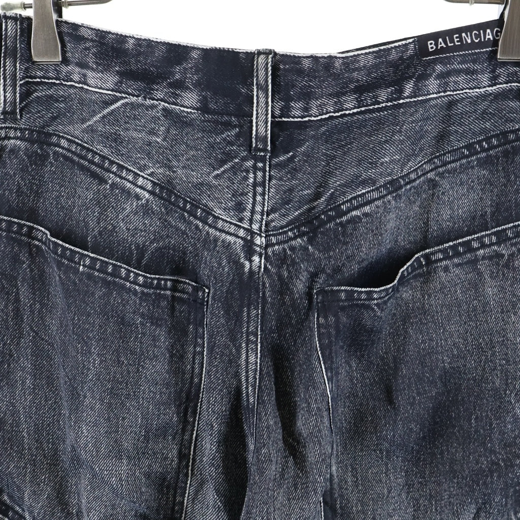 BALENCIAGA(バレンシアガ) 20SS デニム転写プリント トロンプルイユパンツ グレー 621559 TIW57