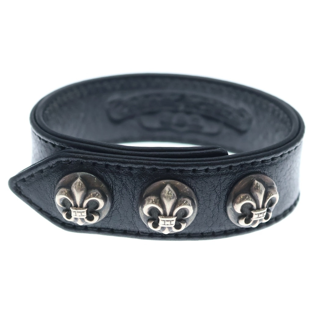 CHROME HEARTS(クロムハーツ) 3BTN 2SNP BSフレアボール 3ボタン2スナップ レザーブレスレット ブラック/シルバー