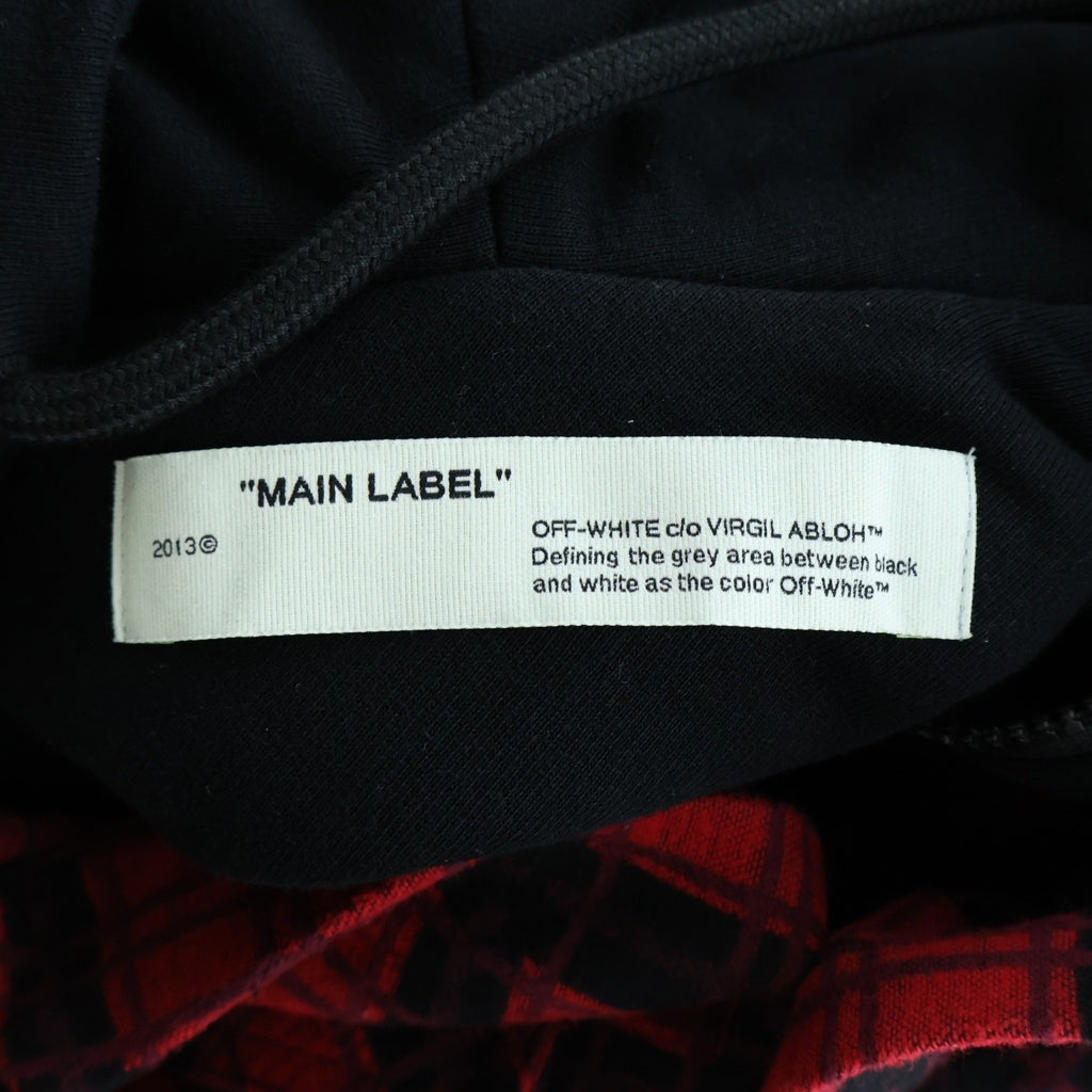 OFF-WHITE(オフホワイト) 20SS フランネルシャツ レイアウト ジップアップパーカー ブラック/レッド OMGA100R20G53001