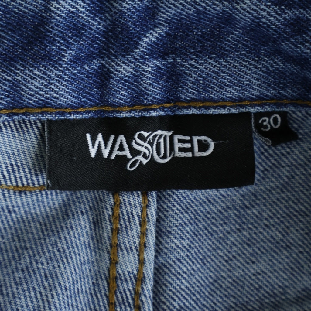 NO BRAND(ノーブランド) WASTED PARIS ×DAMN Casper pant Riot × ジップフライ キャスパーツ ライオット デニムパンツ ブルー